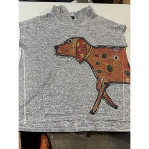 Inoah‎ Hoodie Spotted Dog Wrapping Around From Front To Back Sleeveless L